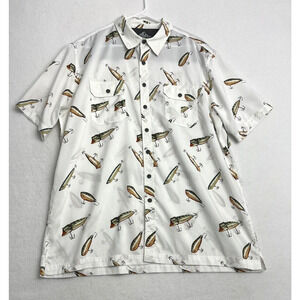 Croft & Barrow Fishing Lure Novelty Print Shirt Vented Quick Dry Size XL